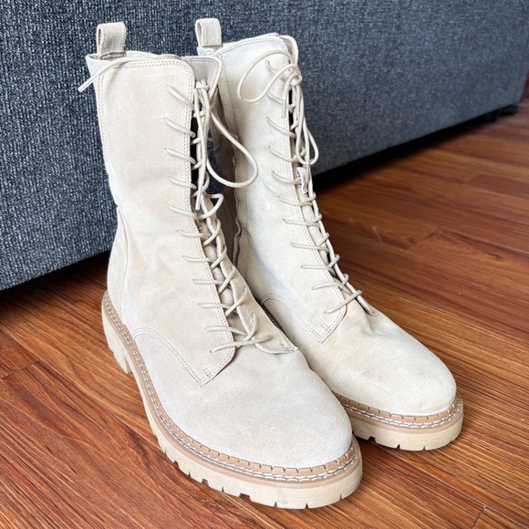 Sam Edelman Shoes - Sam Edelman Women’s Lex Lace Up Combat Boot in Sesame Tan Suede 9.5
